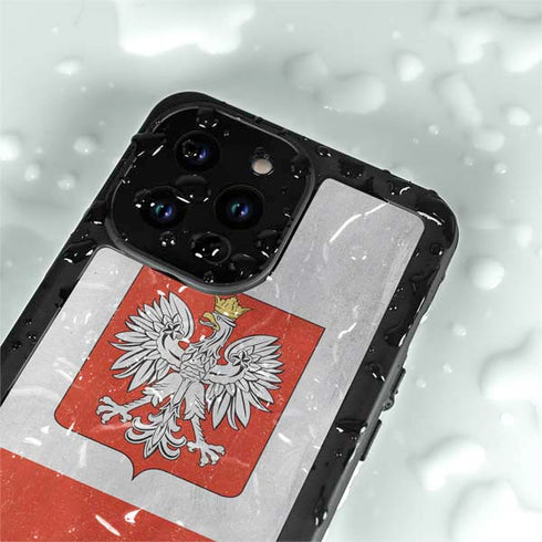 Poland Flag Distressed iPhone 14 Pro Waterproof Case