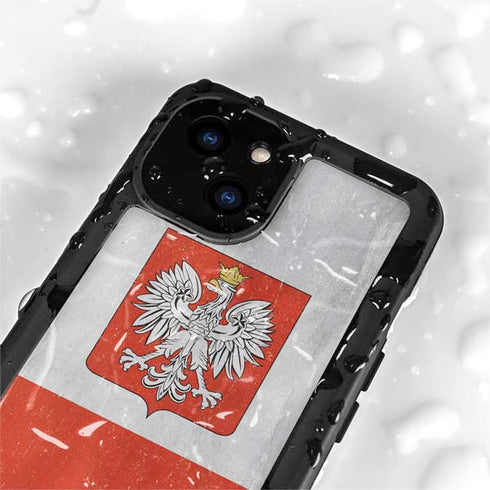 Poland Flag Distressed iPhone 15 Waterproof Case