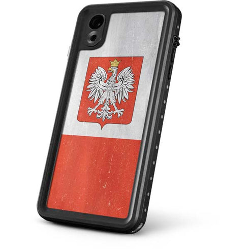 Poland Flag Distressed iPhone XR Waterproof Case