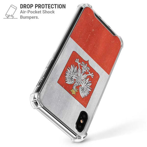 Poland Flag Distressed iPhone XS Max Clear Case