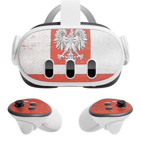 Poland Flag Distressed Meta Quest 3 Skin