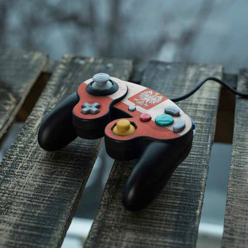 Poland Flag Distressed Nintendo GameCube Controller Skin
