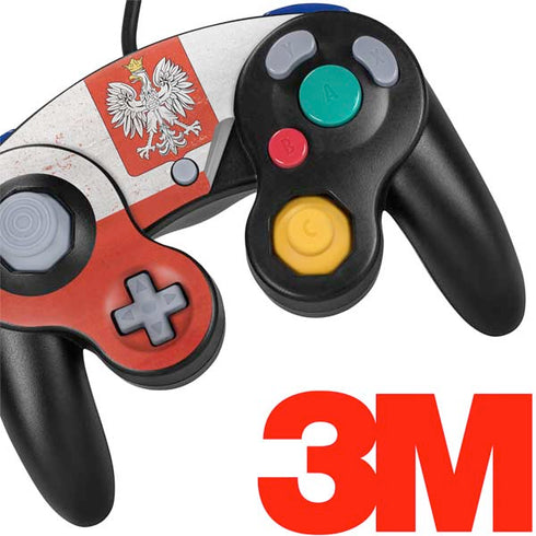 Poland Flag Distressed Nintendo GameCube Controller Skin
