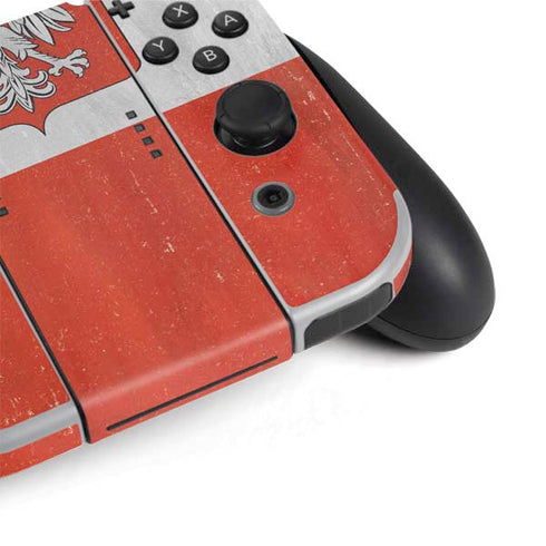 Poland Flag Distressed Nintendo Switch OLED (2021) Skin