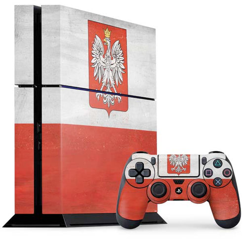 Poland Flag Distressed PS4 Console and Controller Bundle Skin