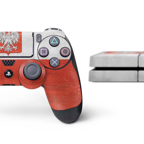 Poland Flag Distressed PS4 Console and Controller Bundle Skin