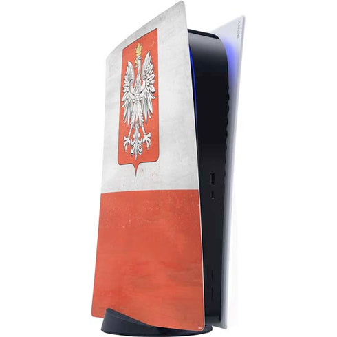 Poland Flag Distressed PS5 Digital Edition Console Skin