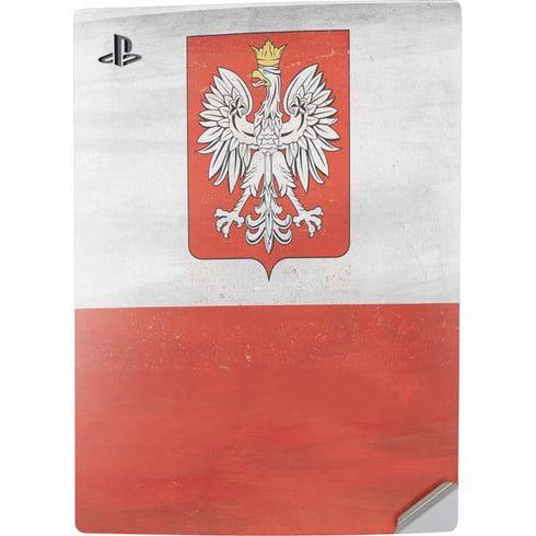 Poland Flag Distressed PS5 Digital Edition Console Skin