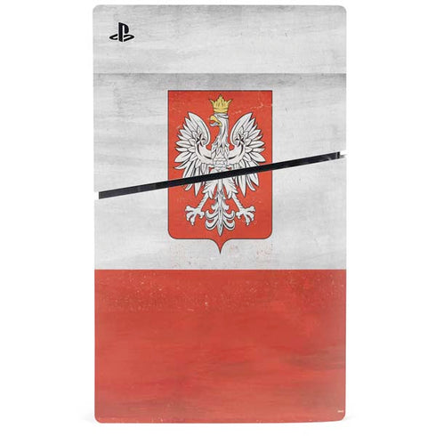 Poland Flag Distressed PS5 Slim Digital Edition Bundle Skin