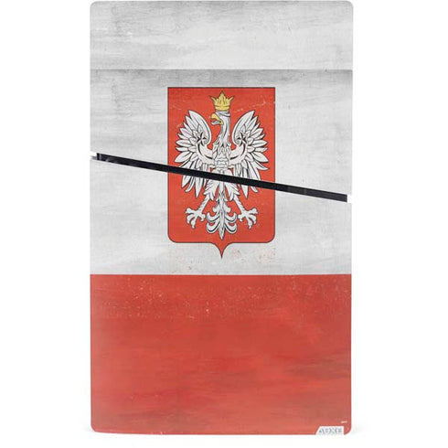 Poland Flag Distressed PS5 Slim Digital Edition Bundle Skin