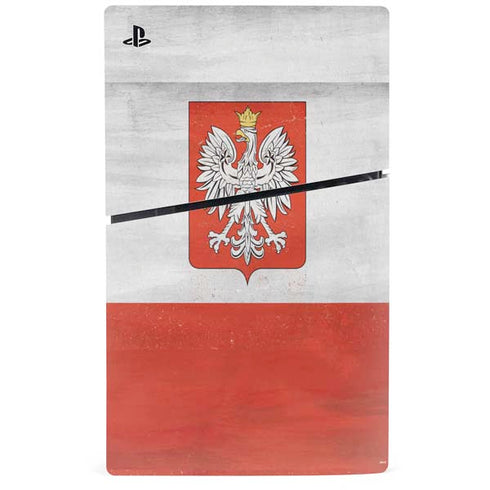 Poland Flag Distressed PS5 Slim Digital Edition Console Skin