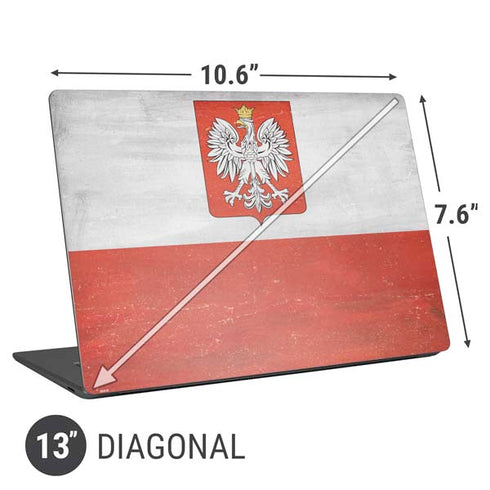 Poland Flag Distressed Universal Laptop 13in (10.6 x 7.6in) Skin