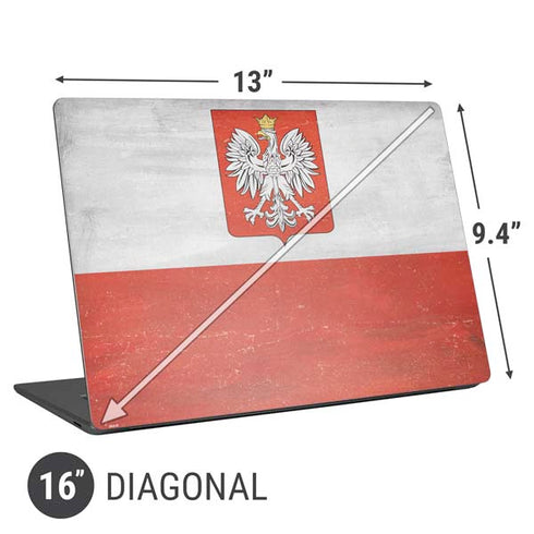 Poland Flag Distressed Universal Laptop 16in (13 x 9.4in) Skin