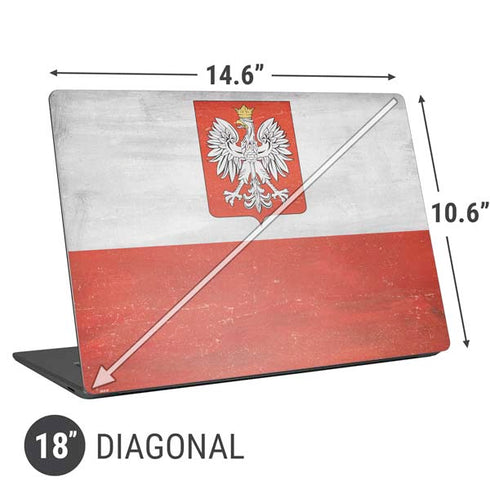 Poland Flag Distressed Universal Laptop 18in (14.6 x 10.6in) Skin