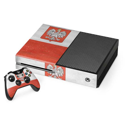 Poland Flag Distressed Xbox One Console and Controller Bundle Skin
