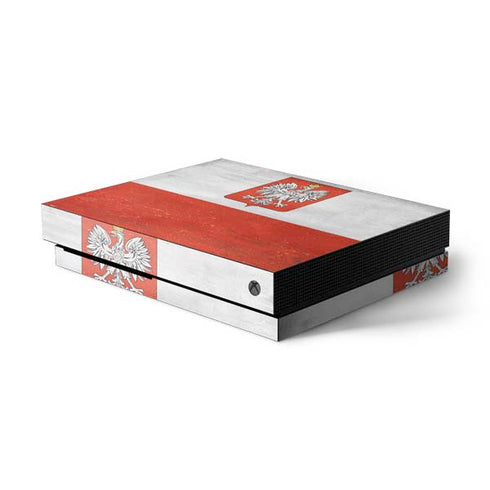 Poland Flag Distressed Xbox One X Console Skin