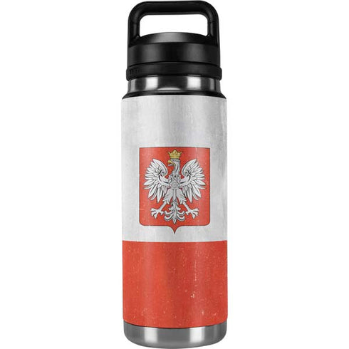 Poland Flag Distressed YETI Rambler 26oz Bottle Skin
