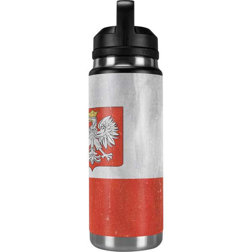 Poland Flag Distressed YETI Rambler 26oz Bottle Skin