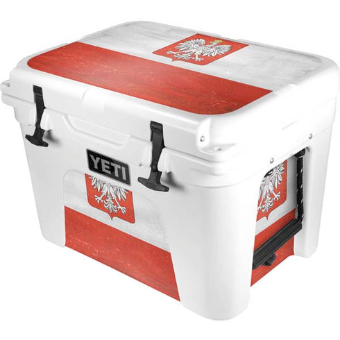 Poland Flag Distressed YETI Tundra 35 Hard Cooler Skin