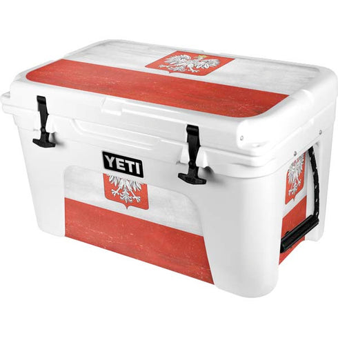 Poland Flag Distressed YETI Tundra 45 Hard Cooler Skin