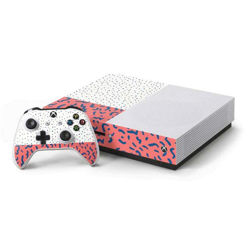 Polka Dot Split Xbox One S Console and Controller Bundle Skin