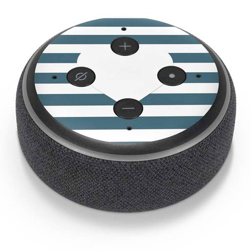 Polka Dots and Stripes Heart in Blue Amazon Echo Dot Skin
