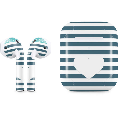 Polka Dots and Stripes Heart in Blue Apple AirPods 2 Skin