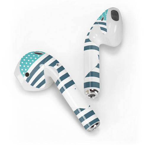 Polka Dots and Stripes Heart in Blue Apple AirPods 2 Skin