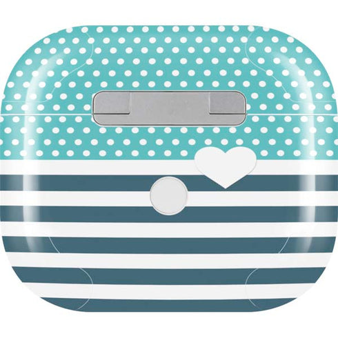 Polka Dots and Stripes Heart in Blue Apple AirPods (3rd Gen 2021) Skin