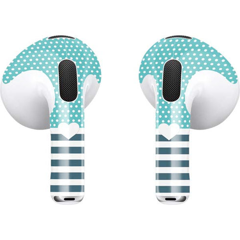 Polka Dots and Stripes Heart in Blue Apple AirPods (3rd Gen 2021) Skin