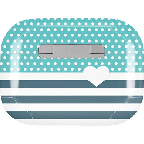 Polka Dots and Stripes Heart in Blue Apple AirPods Pro Skin