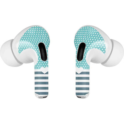 Polka Dots and Stripes Heart in Blue Apple AirPods Pro Skin