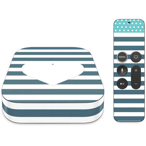 Polka Dots and Stripes Heart in Blue Apple TV Skin