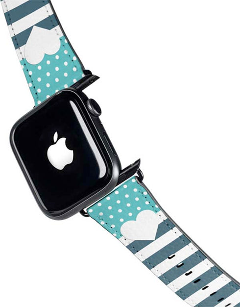 Polka Dots and Stripes Heart in Blue Apple Watch Band 42-44mm