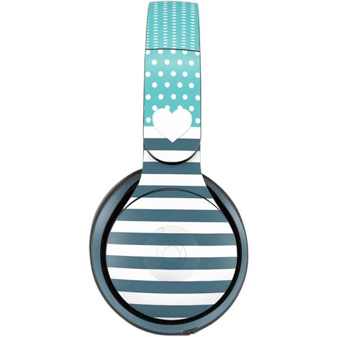 Polka Dots and Stripes Heart in Blue Beats Solo Pro Skin