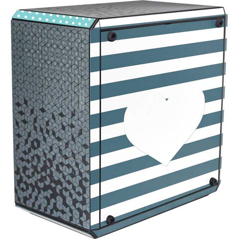 Polka Dots and Stripes Heart in Blue Cooler Master MasterBox Q300L Mini Tower Skin