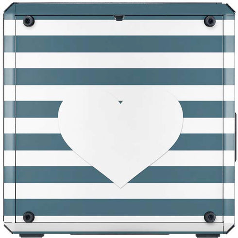 Polka Dots and Stripes Heart in Blue Cooler Master MasterBox Q300L Mini Tower Skin