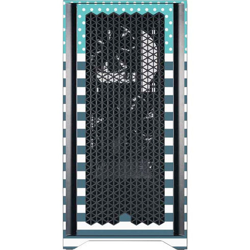 Polka Dots and Stripes Heart in Blue Corsair 4000D Tempered Glass Mid-Tower ATX Case Skin