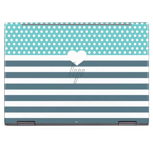 Polka Dots and Stripes Heart in Blue HP Envy Skin