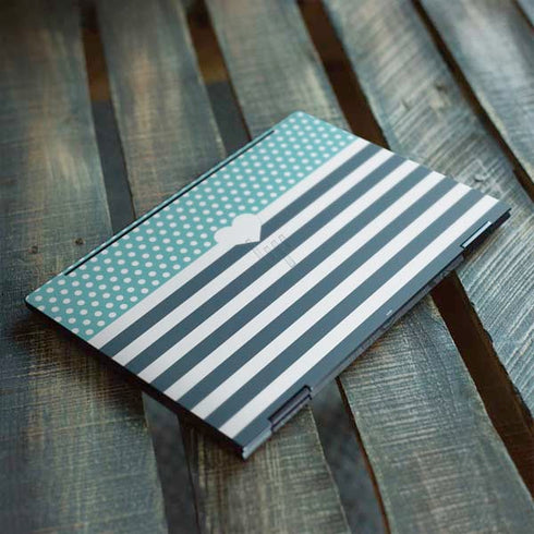 Polka Dots and Stripes Heart in Blue HP Envy Skin