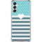 Polka Dots and Stripes Heart in Blue Galaxy A14 5G Clear Case