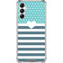 Polka Dots and Stripes Heart in Blue Galaxy A14 5G Clear Case