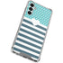 Polka Dots and Stripes Heart in Blue Galaxy A14 5G Clear Case
