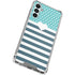 Polka Dots and Stripes Heart in Blue Galaxy A15 5G Clear Case