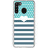 Polka Dots and Stripes Heart in Blue Galaxy A21 Clear Case