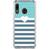 Polka Dots and Stripes Heart in Blue Galaxy A30 Clear Case