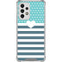 Polka Dots and Stripes Heart in Blue Galaxy A53 5G Clear Case