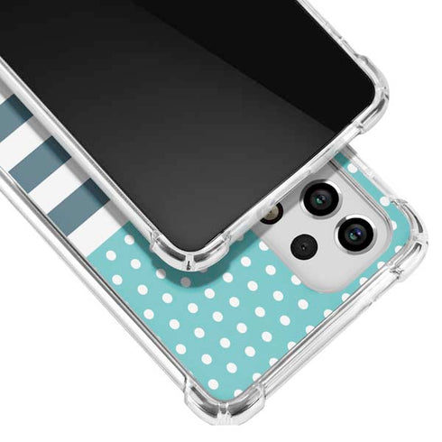 Polka Dots and Stripes Heart in Blue Galaxy A53 5G Clear Case