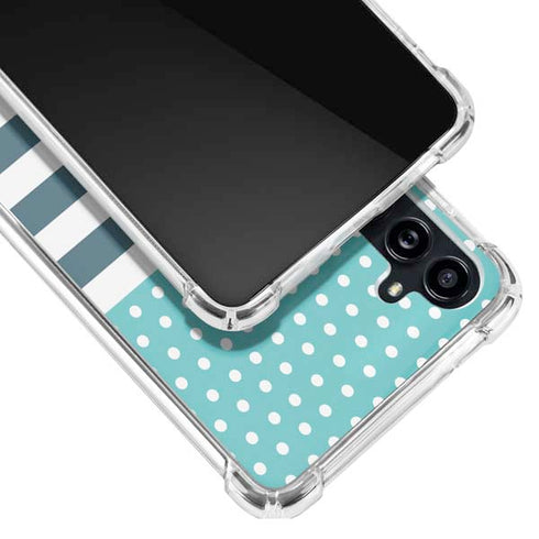 Polka Dots and Stripes Heart in Blue Galaxy A54 5G Clear Case