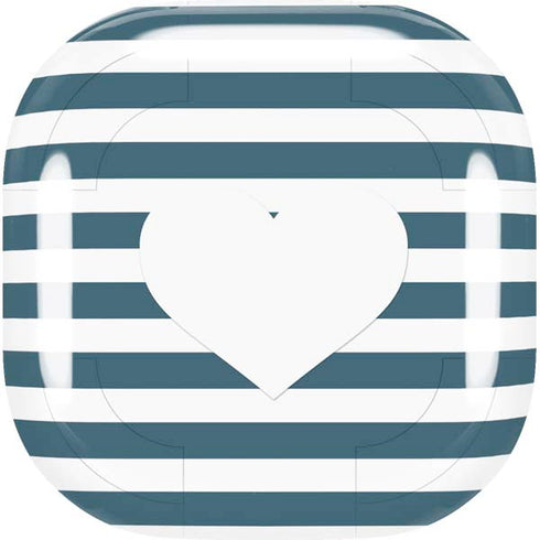 Polka Dots and Stripes Heart in Blue Galaxy Buds Live Skin